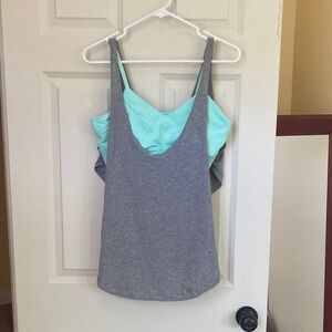 Lululemon Athletica Gray and Aqua Tank Top